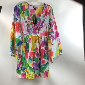 Womans Dress Size Small Artwear Watercolor Flare Sleeve Vneck New Fashion Fuse